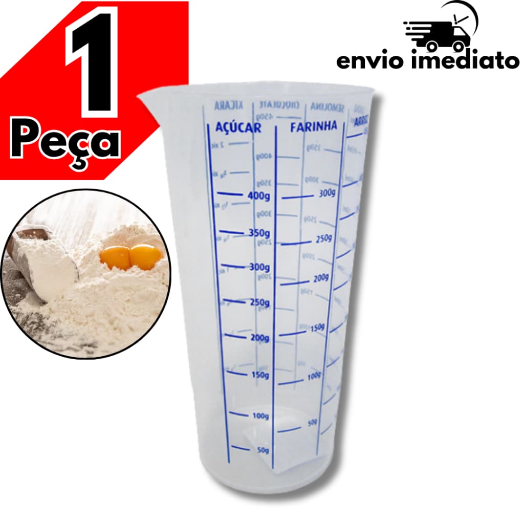 Copo Graduado Medidor Dosador Transparente 500 ml Com Bico Para Receitas Culinária Cozinha