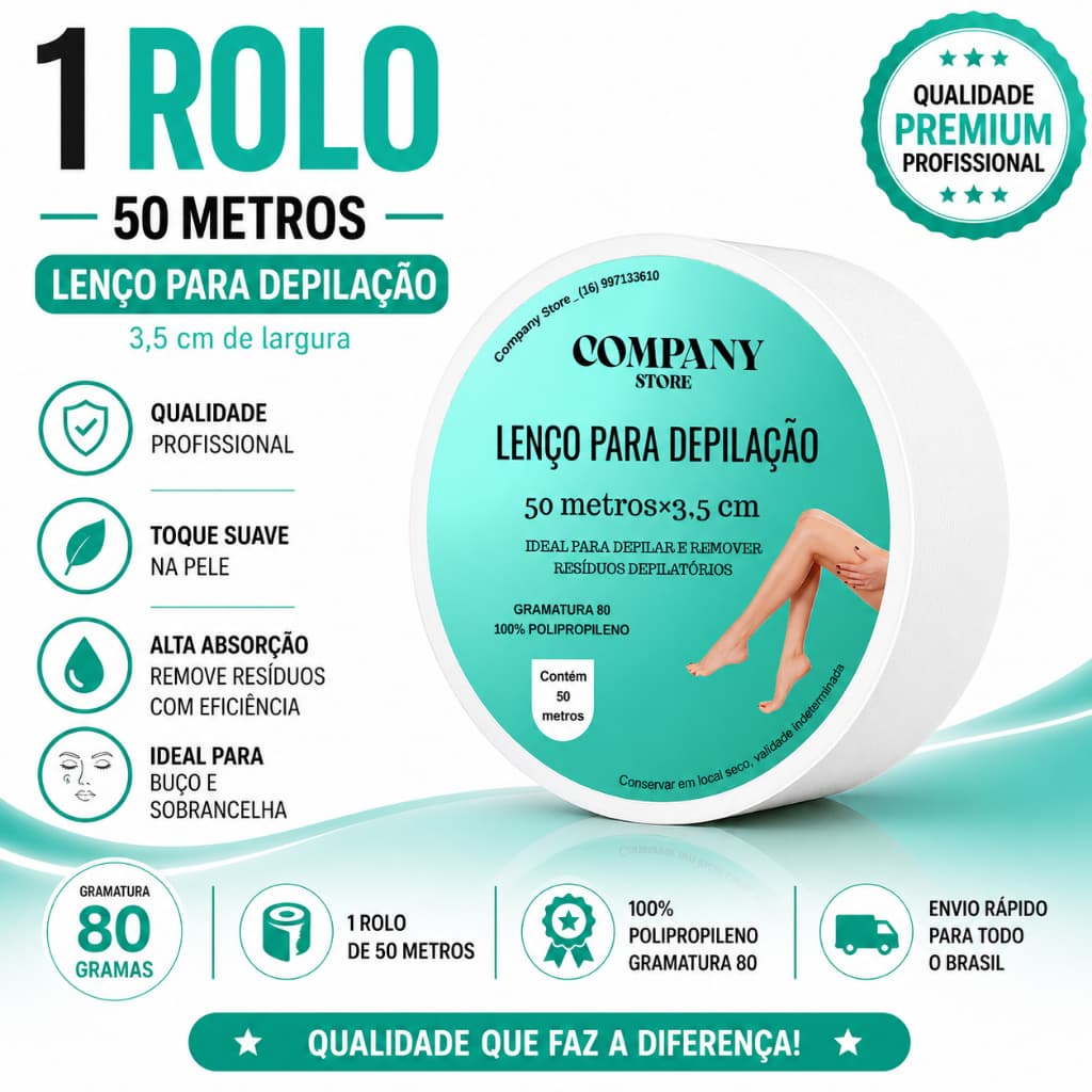 Tnt para Depilaçao, Sombracelha e buço 3,5cm 50 metros gramatura 80g, papel para depilaçao.