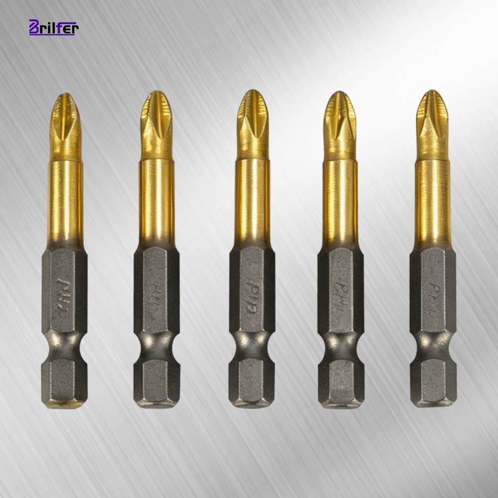 Kit 5 Bits PH2 Cruzados Revestimento Titânio Parafusadora Elétrica