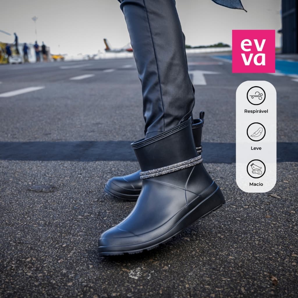 Bota Feminina Plataforma EVA Leve Impermeável Antiderrapante Confortável Moderna cano curto