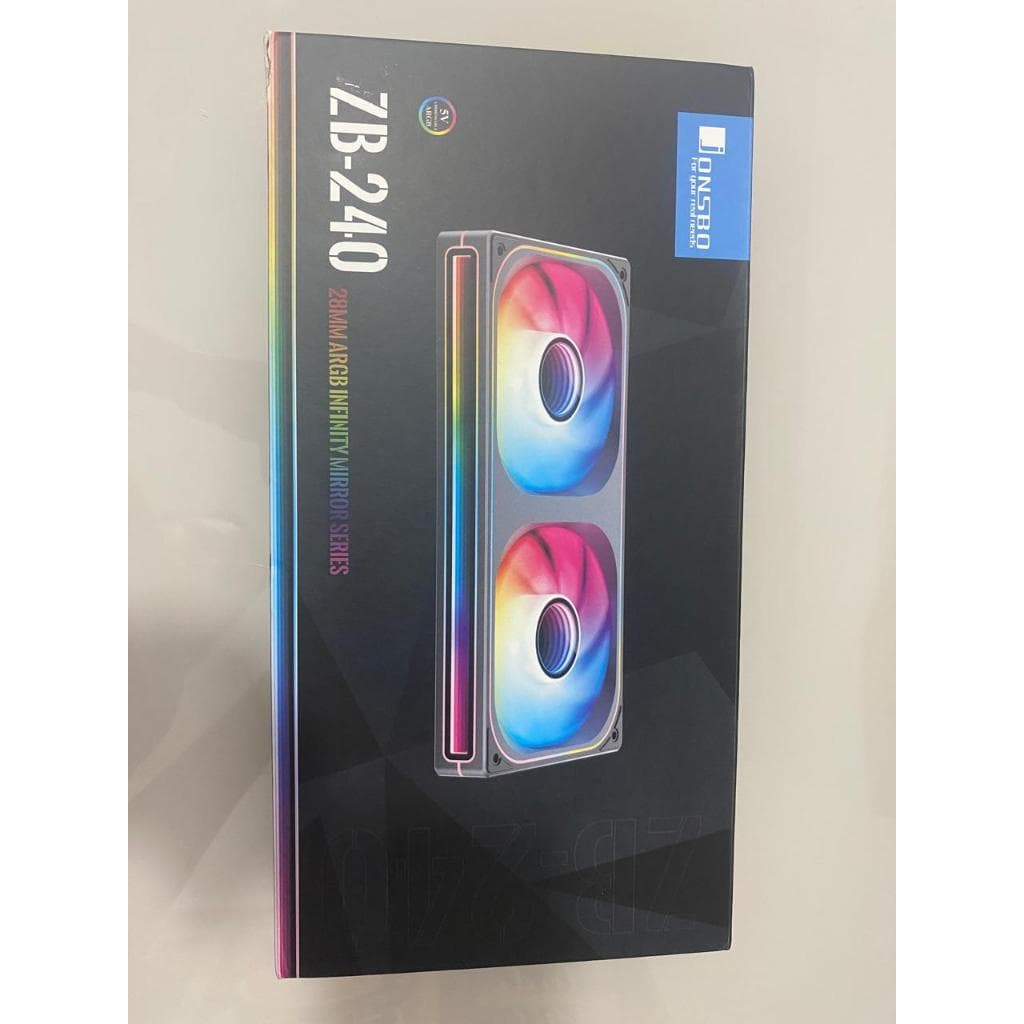 VENTOINHA JONSBO ZB-240W, PARA COMPUTADOR COM EIXO E  ESPELHO INFINITO EM 4 LADOS, 2 VENTUINHA SILENCIOSA  ARGB 120MM .
