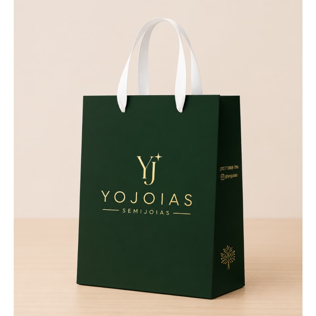 Sacola de Papel Personalizada para Joias Semijoias com Alça Cetim Embalagem para Loja e Saco Mini Presente