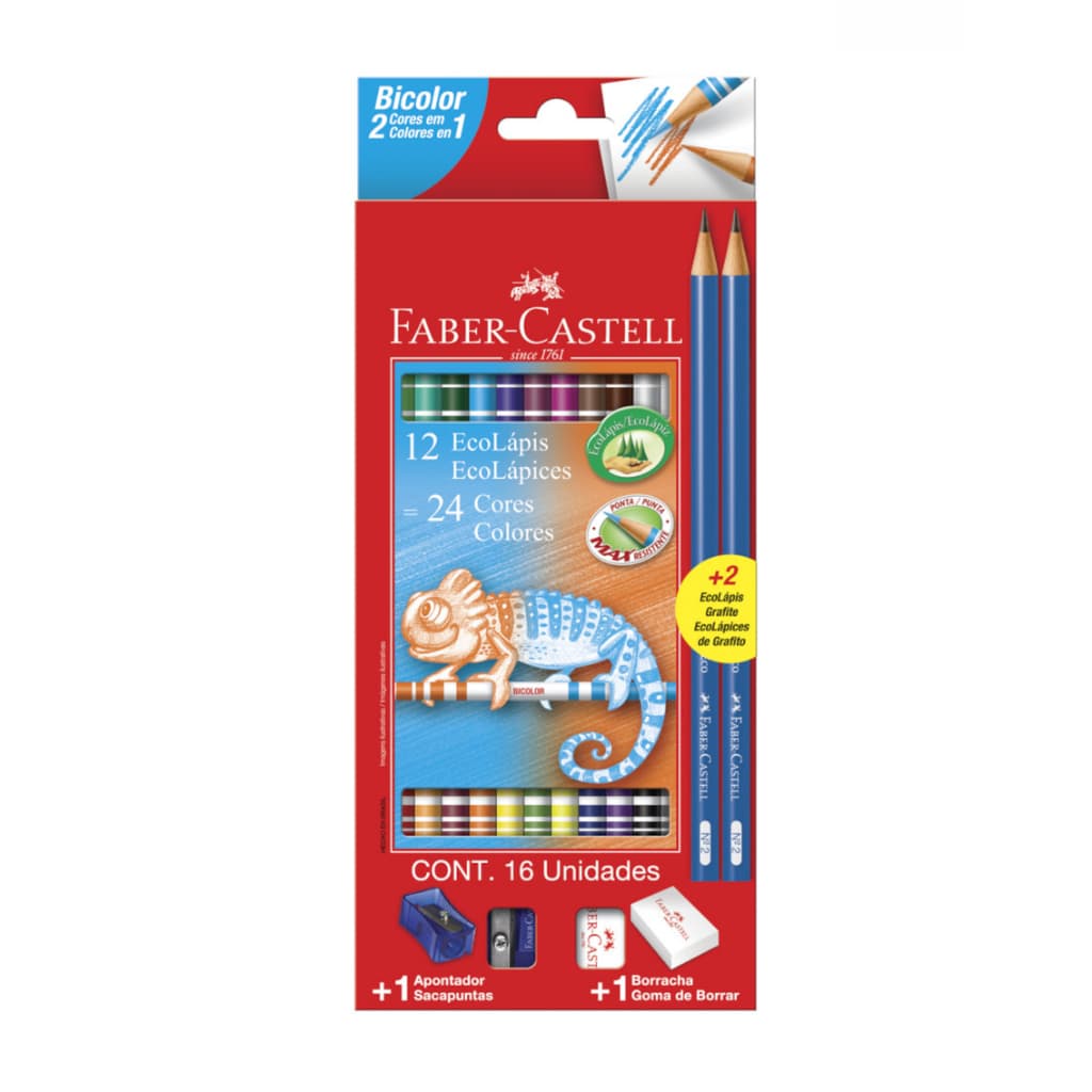 Lápis de Cor Eco Lápis Bicolor C/12 Lápis Bicolor = 24 Cores-Faber Castell