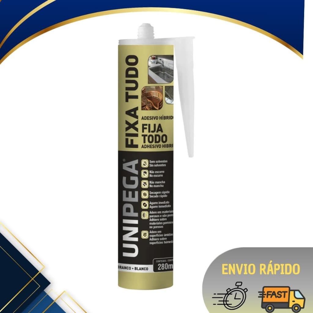 Fixa Tudo Unipega Original – Cola Ultra Forte Multiuso | Alta Fixação Instantânea | Madeira, Metal, Plástico