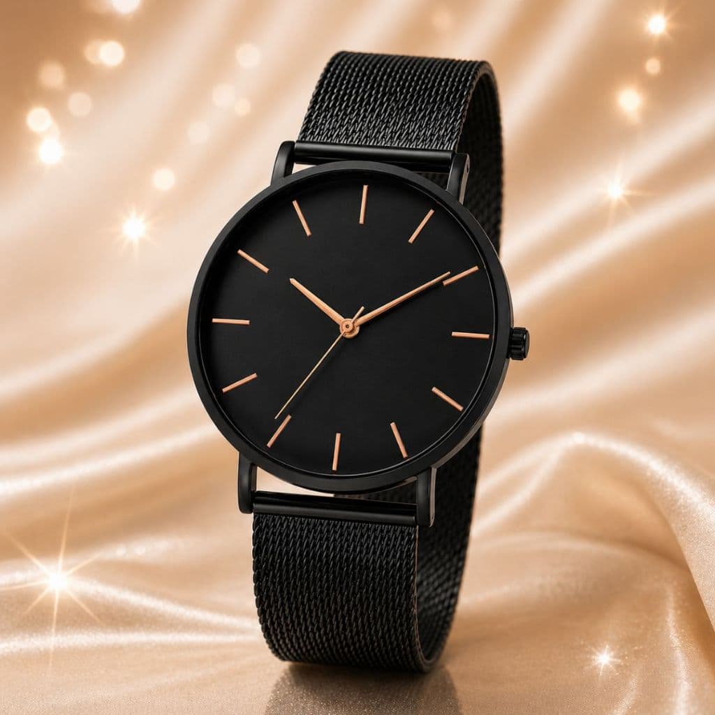 Relogio Masculino Preto Premium Luxo Minimalista Pulseira Milanesa Quartzo Ultra Slim e Elegante