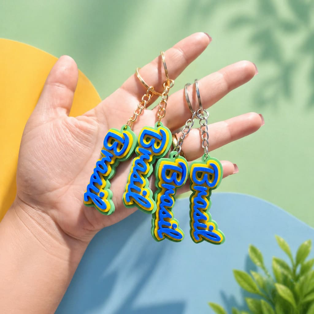 kit de 10 Chaveiros personalizados do Brasil em 3D