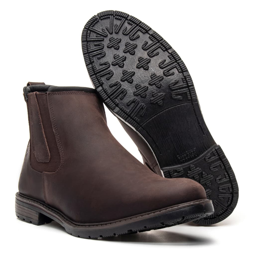 Bota Botina Masculina Couro Chelsea Leve Conforto Estilo Casual Sola Borracha Reforçada Brown