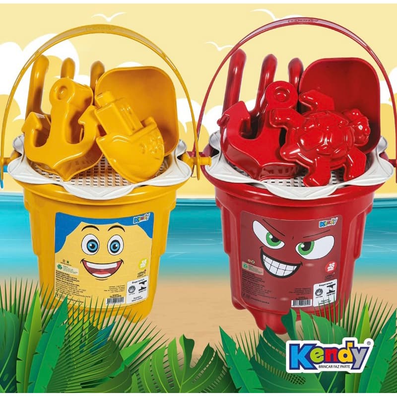 🏖️ Baldinho de Praia Infantil Vermelho Kendy Brinquedos | Diversão Garantida na Areia