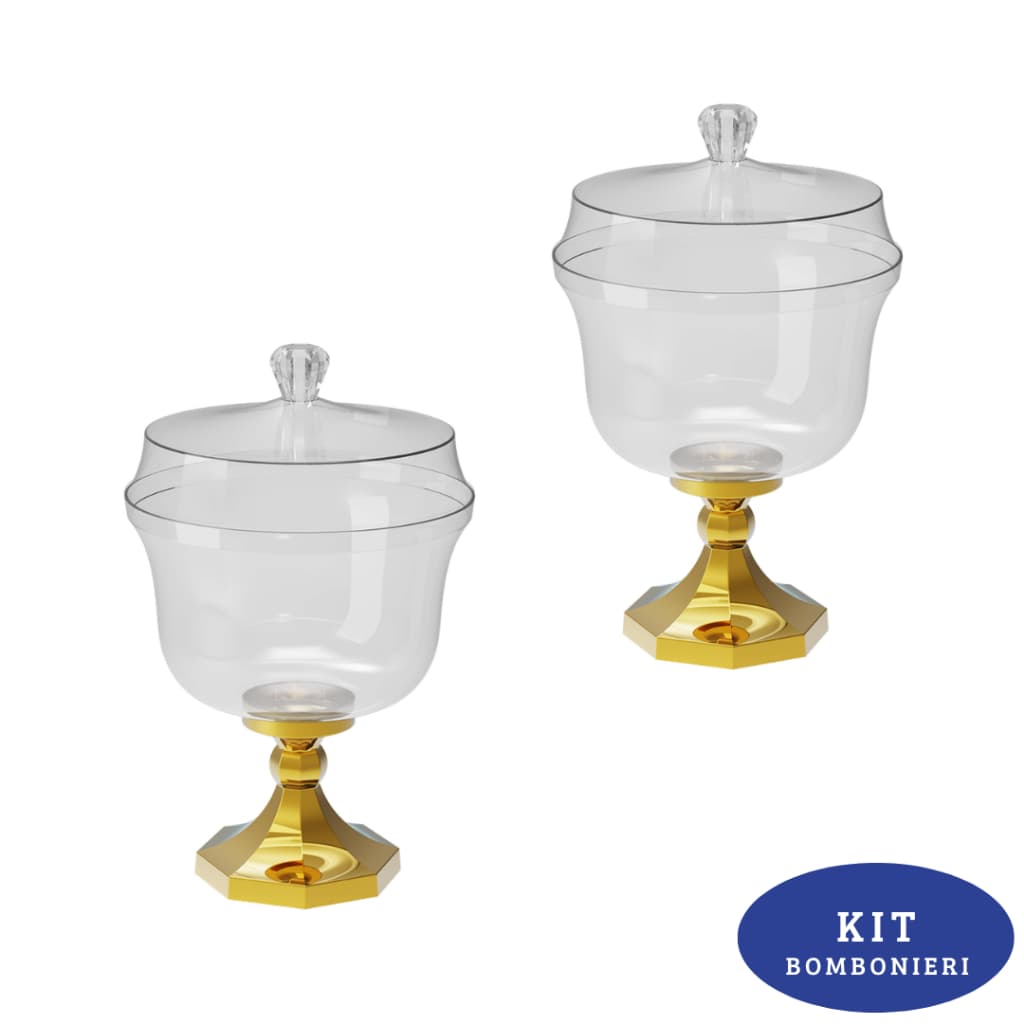Kit 2 Taças Bomboniere Grande 1,5L Com Tampa l Doces Festas Decoração