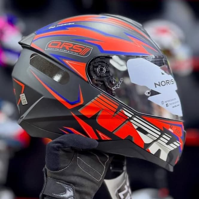 CAPACETE NORISK RAZOR LANÇAMENTO GHOST  PRETO FOSCO LARANJA STREET C/ VISEIRA CRISTAL + NARIGUEIRA