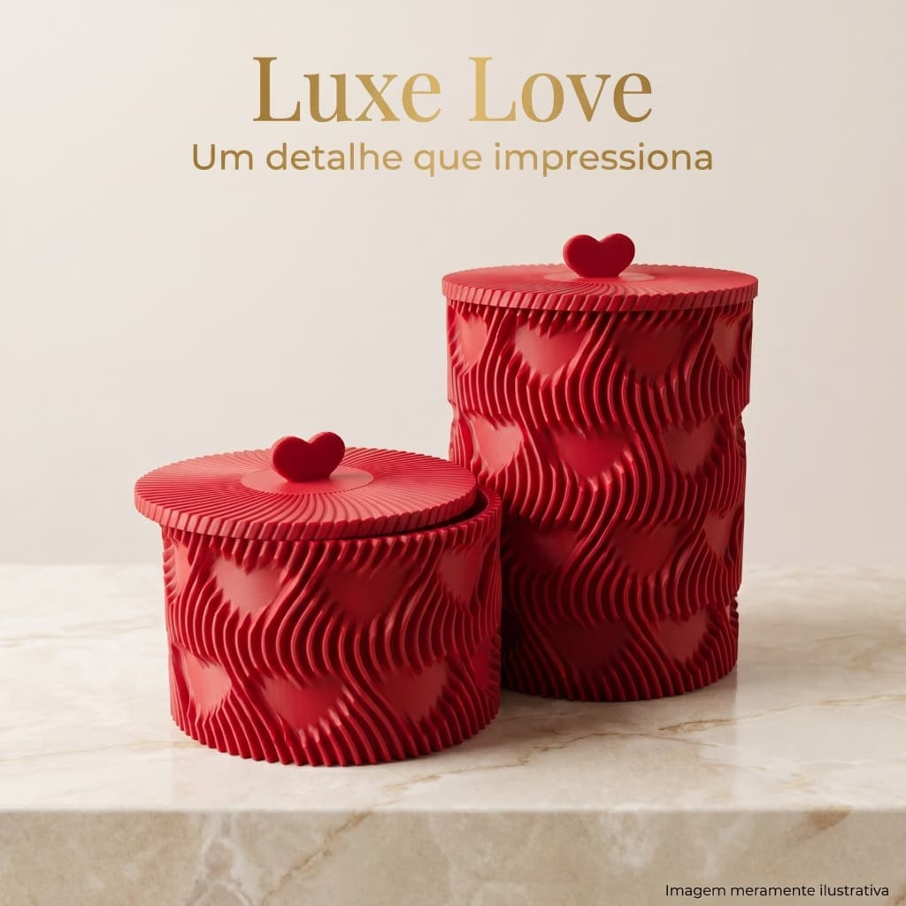 Presente Dia Dos Namorados Pote Decorativo Luxe Love Com Tampa 3D Detalhe Que Impressiona Em Velvet Lindo