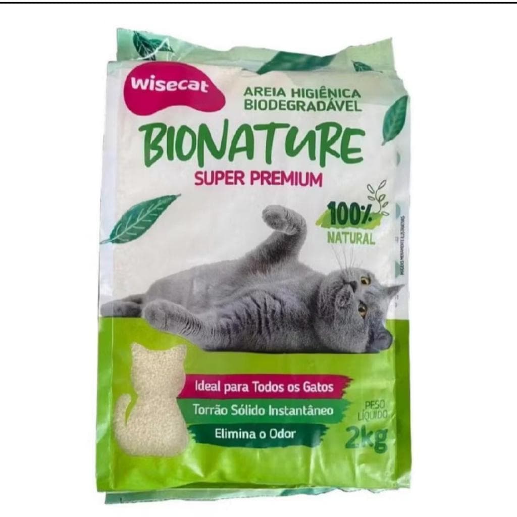 Areia Higiênica para gato de mandioca 2kg - 4kg - 6kg Wisecat biodegradável areia de gato sustentável envio rápido