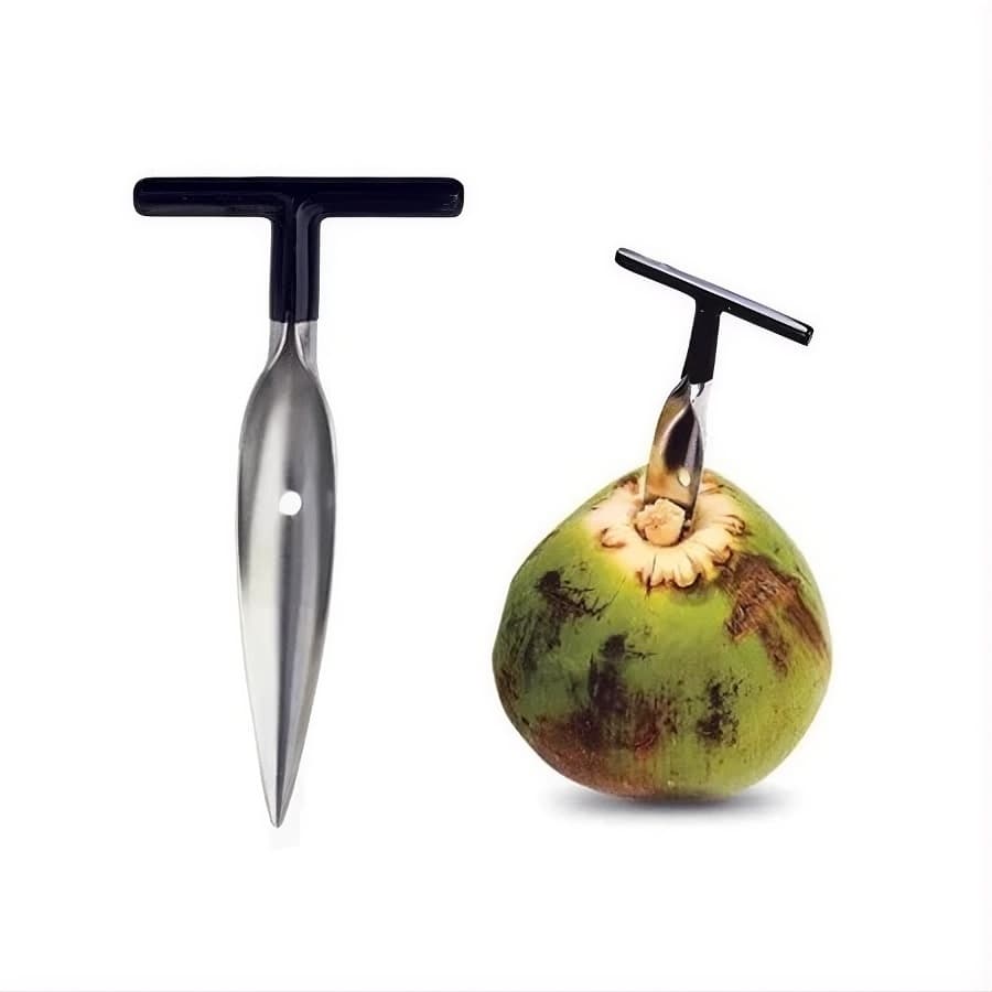 Fura-Coco em Aço Inox Profissional - Abre Coco Verde com Segurança
