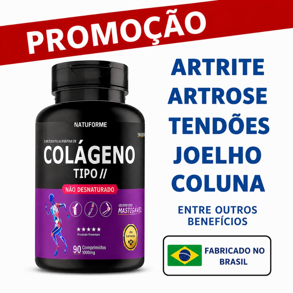 Colágeno Tipo 2 Não Desnaturado 1000mg 90 Comprimidos Mastigável Para Joelhos Articulações Tendões