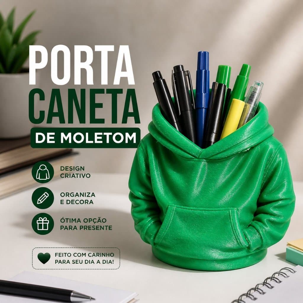 Porta Canetas Organizador de Mesa 3D | Porta Lápis | Organizador para Escritório e Home Office | Modelo Moletom