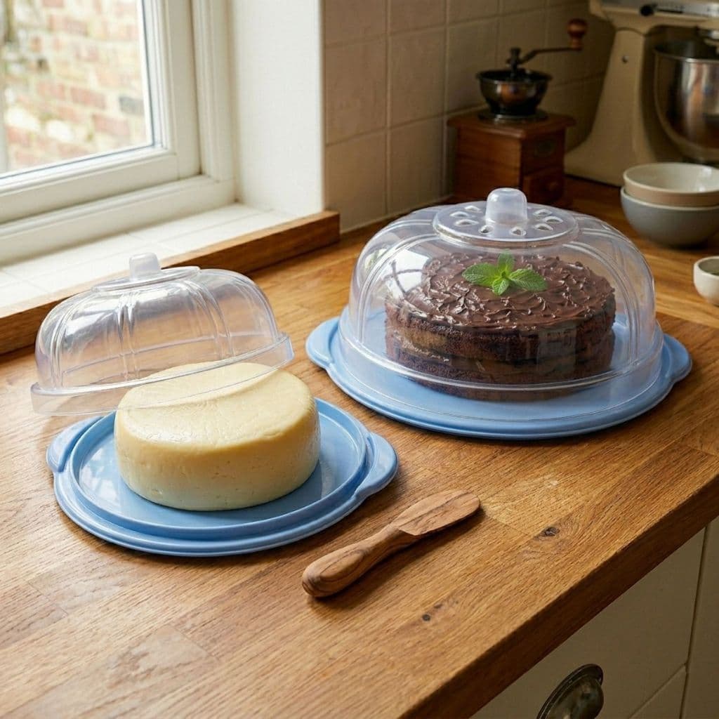 Boleira ou Queijeira Com Tampa Transparente Porta Queijo Porta Bolo - Escolha cor: Azul ou Branco