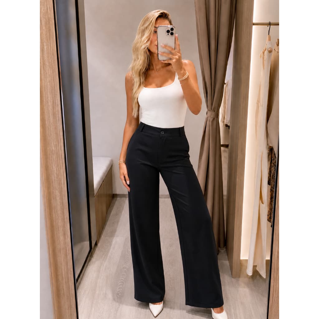 Calça Pantalona Alfaiataria Premium Luxo Com bolso Ideal Para Escritório PROMOÇÃO