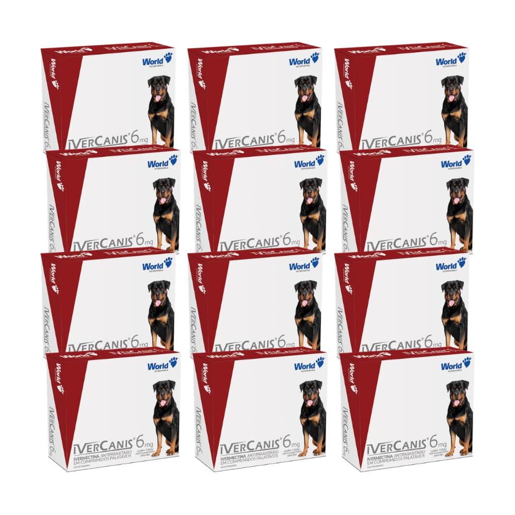 Display  Kit 12 Ivercanis De 6mg 12X04 Comprimidos Remédio Antipragas Carrapato Pulga Cachorro