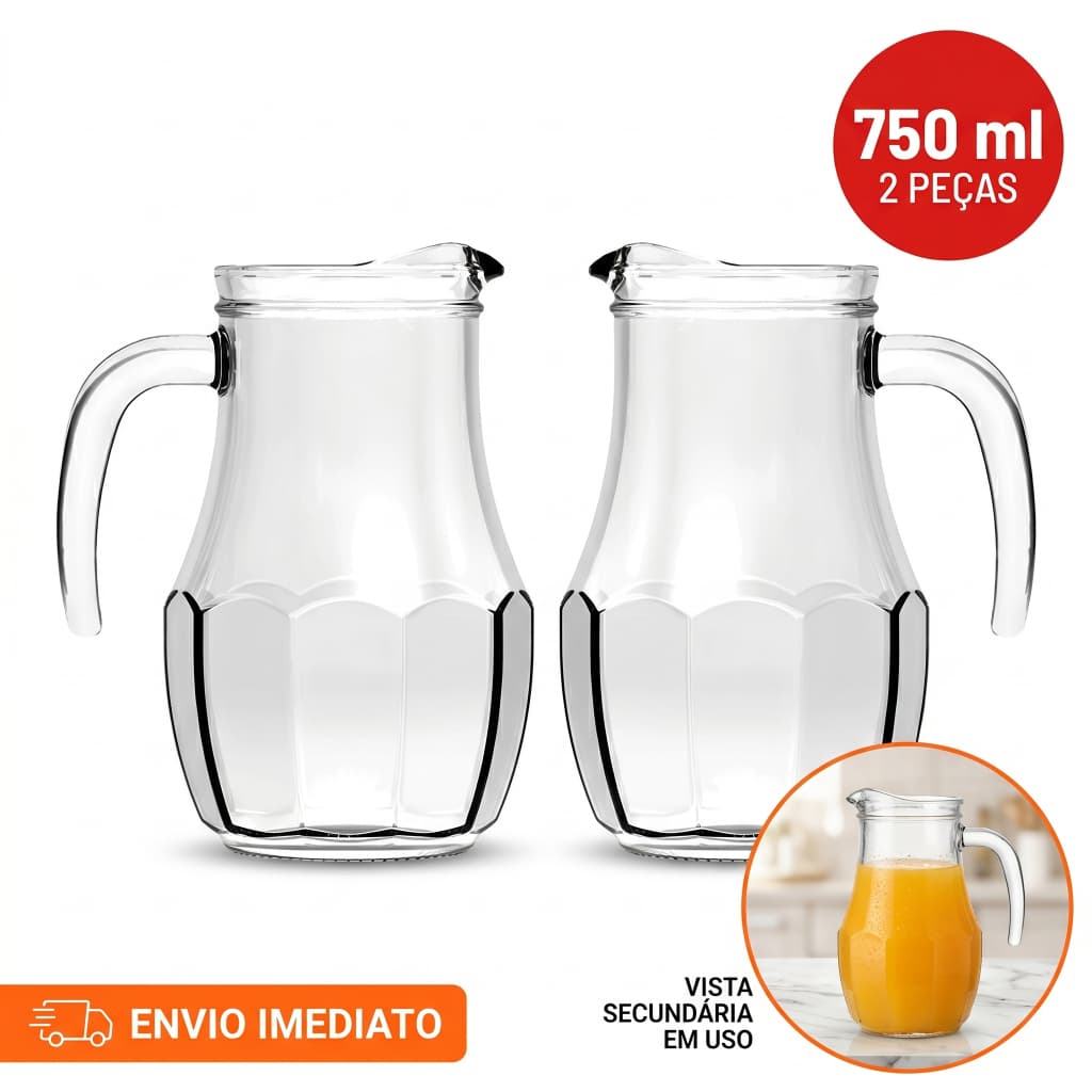 Kit Jogo de 2 Jarras de vidro Nadir Figueiredo Tango 750 ml Vidro temperado Pronta Entrega