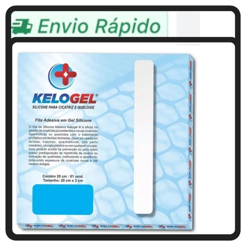 Fita de Silicone Kelogel 20cm x 3cm - Transparente, Reutilizável e Hipoalérgica