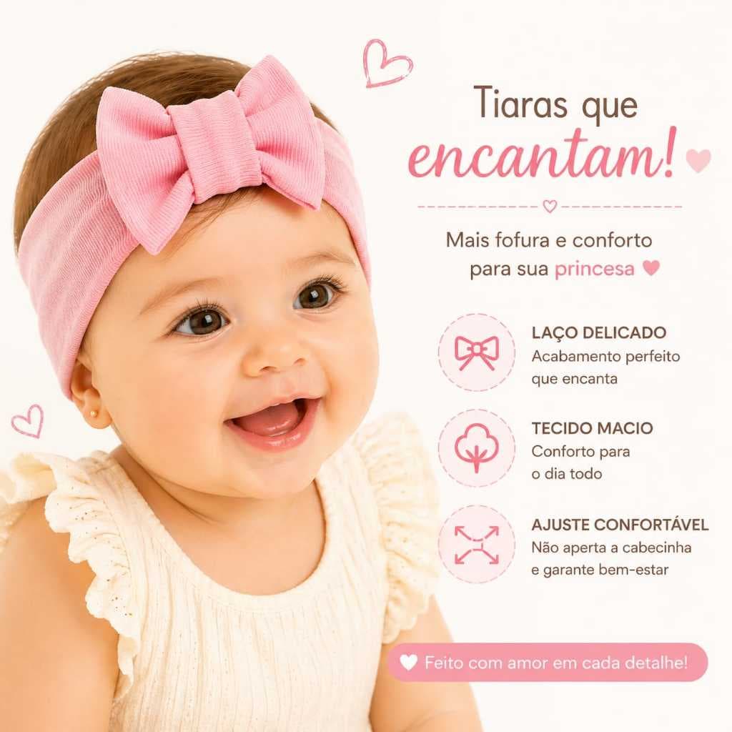 Combo tiara laço de cabelo para bebê
