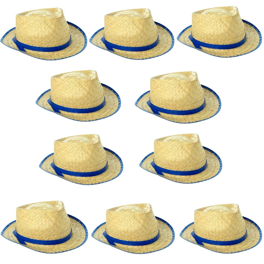 Kit 10 Chapéus de Palha Malandrinho Masculino São João Festa Junina Cores Sortidas