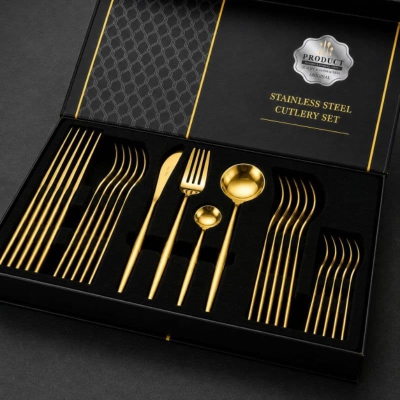 Jogo/KIT Talheres Faqueiro Inox de Alta Qualidade 24 Peças Premium Luxo Com Maleta