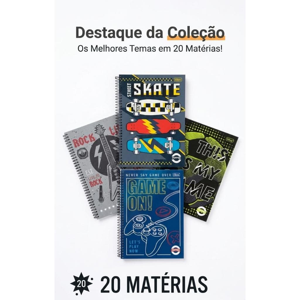 Caderno Tilibra Masculino 20 Matérias 320 Folhas Capa Dura Cadernos Universal Espiral