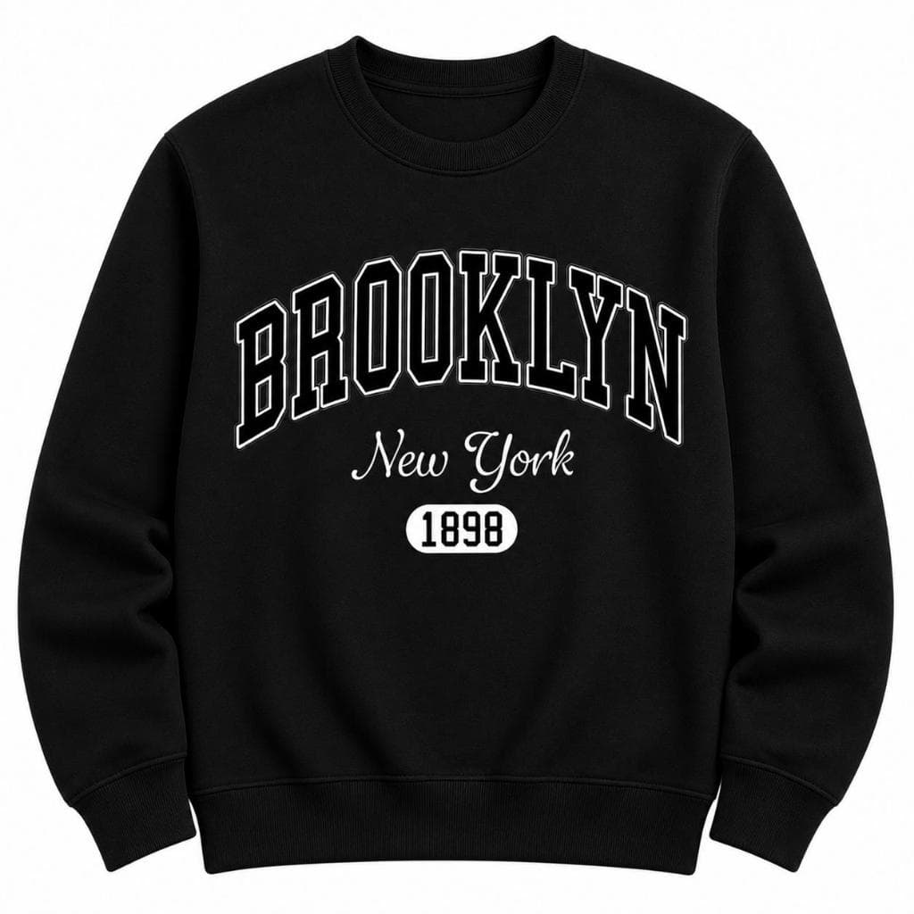 Moletom Careca Brooklyn Gola Redonda Blusa Frio Básico Casaco Feminino Masculino Flanelado Algodão