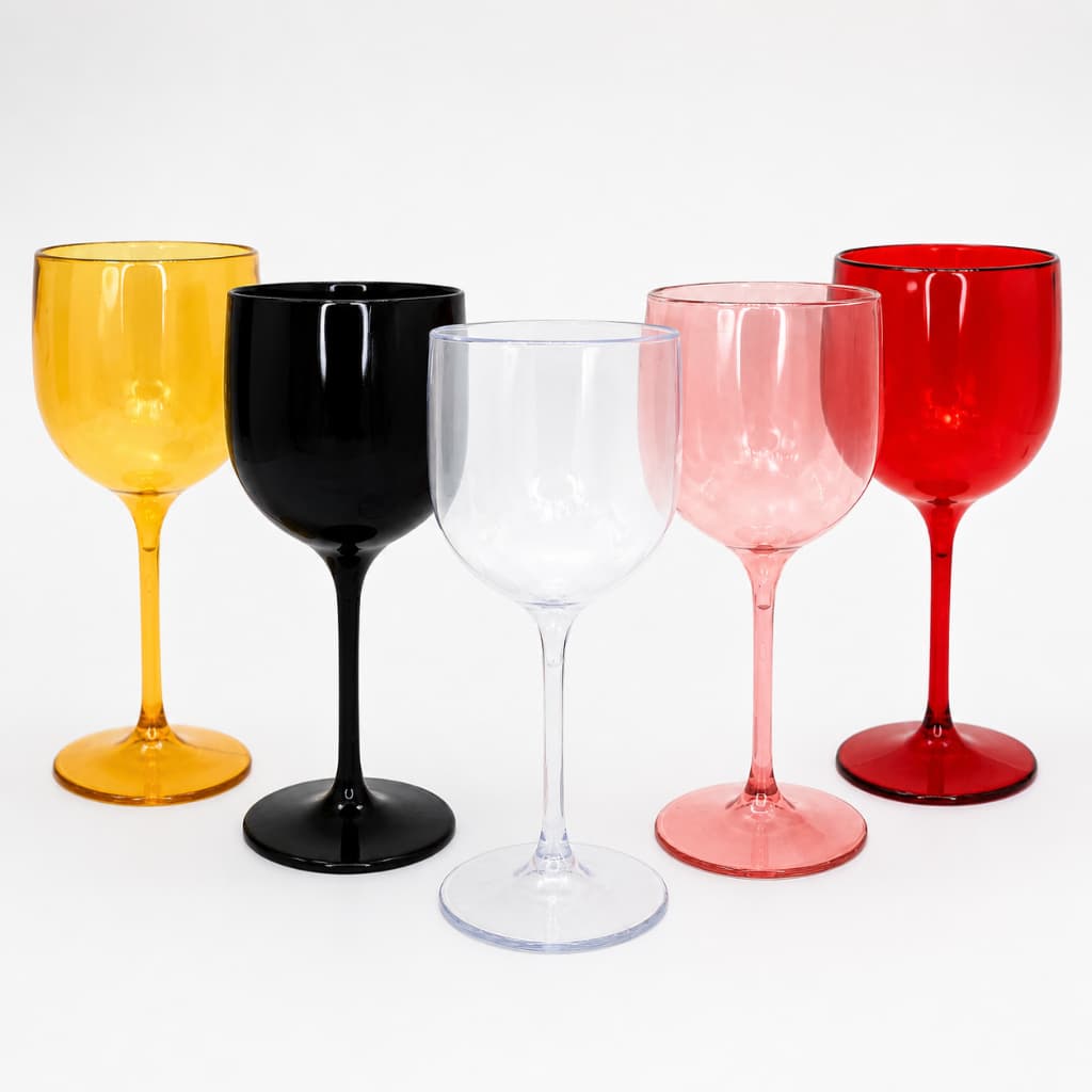 Kit 10 Taças De Vinho De Acrílico Cristal 260ml Festas Aniversario Natal