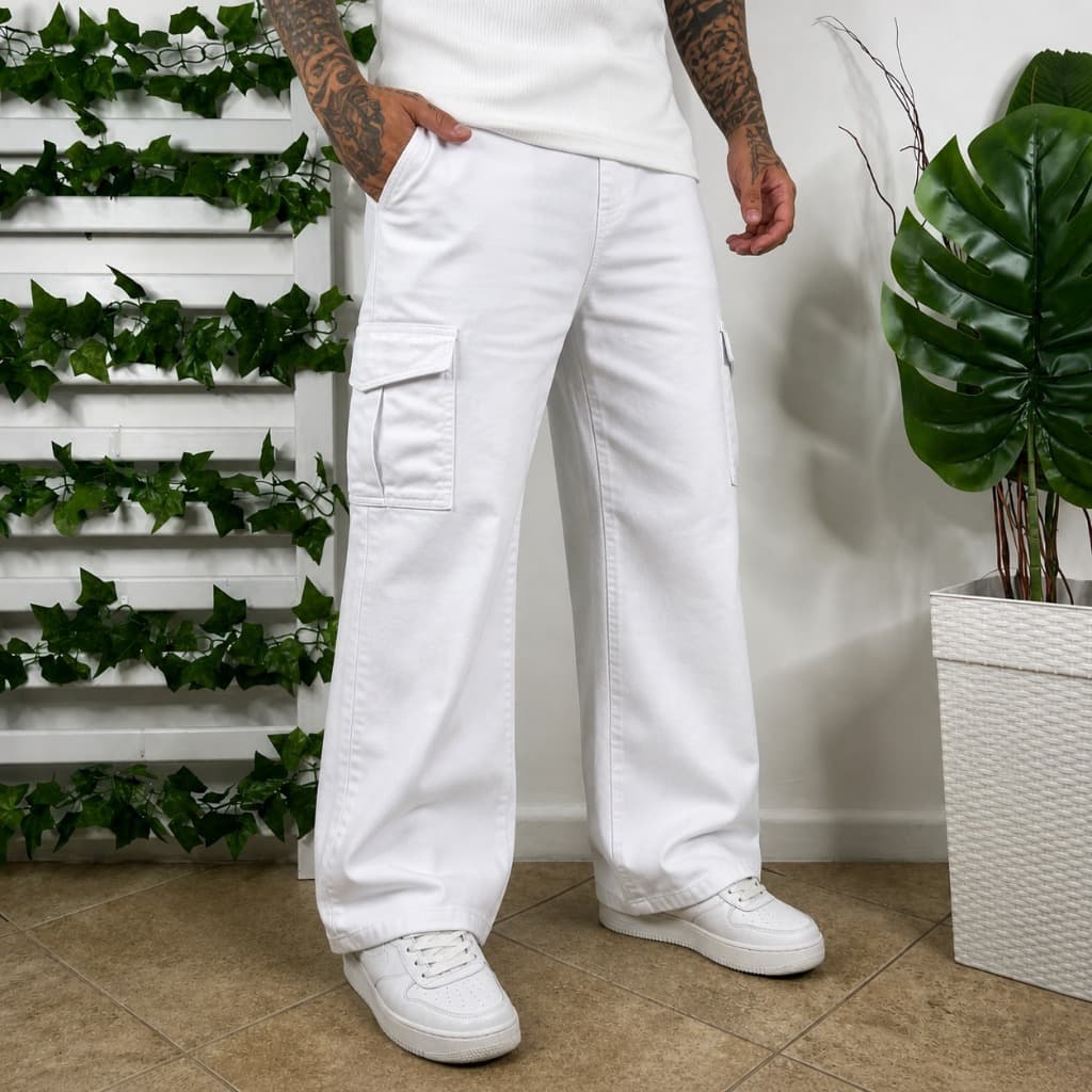 Calça Cargo Masculina Moletinho Conforto com Bolsos Laterais