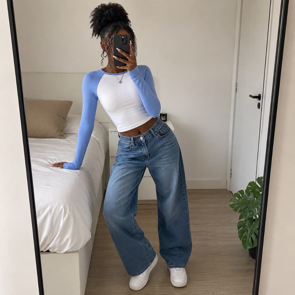 Blusa Crropped Manga Longa Moda Gringa (RANGLE)