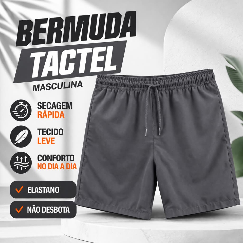 KIT 3 Shorts de Tactel Com Elastano Masculino Básico Liso Moda Praia do M ao GG