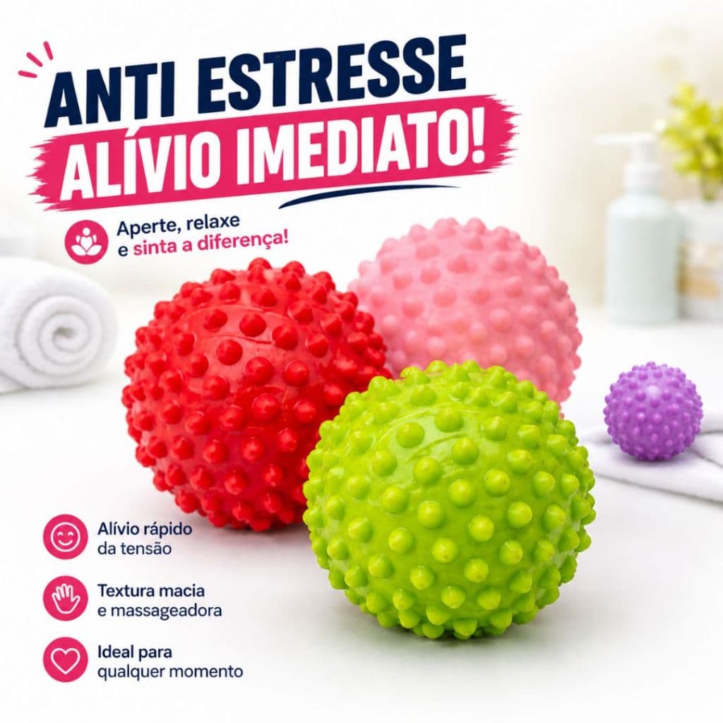 Kit 3 Bola Massageadora Tipo Cravo para Fisioterapia | Antiestresse e Alívio de Tensão
