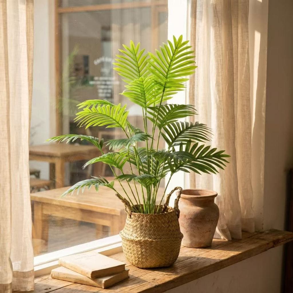 18Folhas Planta Artificial Palmeira Areca Real Toque