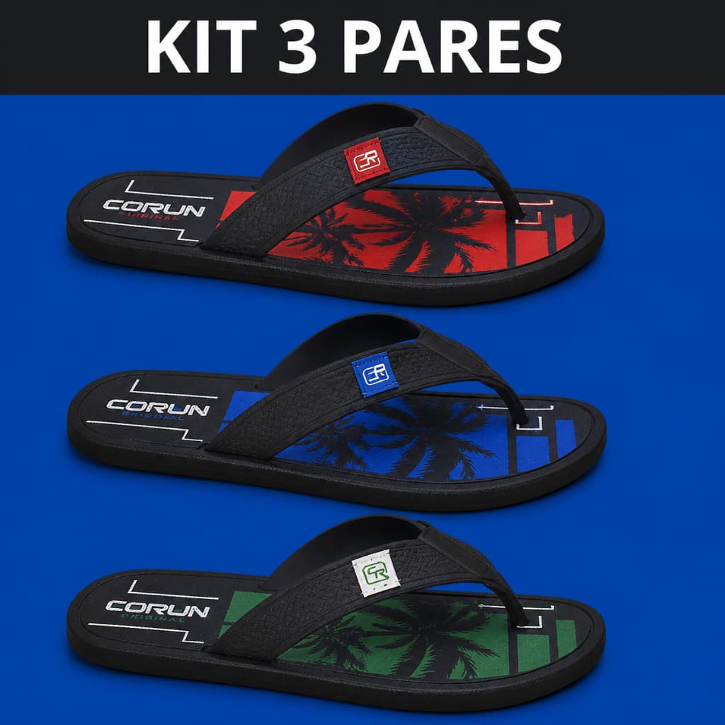 Kit 3 pares chinelo masculino antiderrapante sandalia masculina kit chinelo masculino adulto corun 1