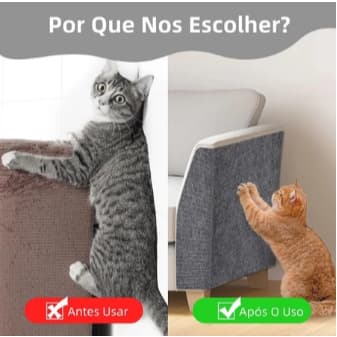 Arranhador Gato Parede Sisal - Tapete Adesivo 40x60cm, Protetor Sofá