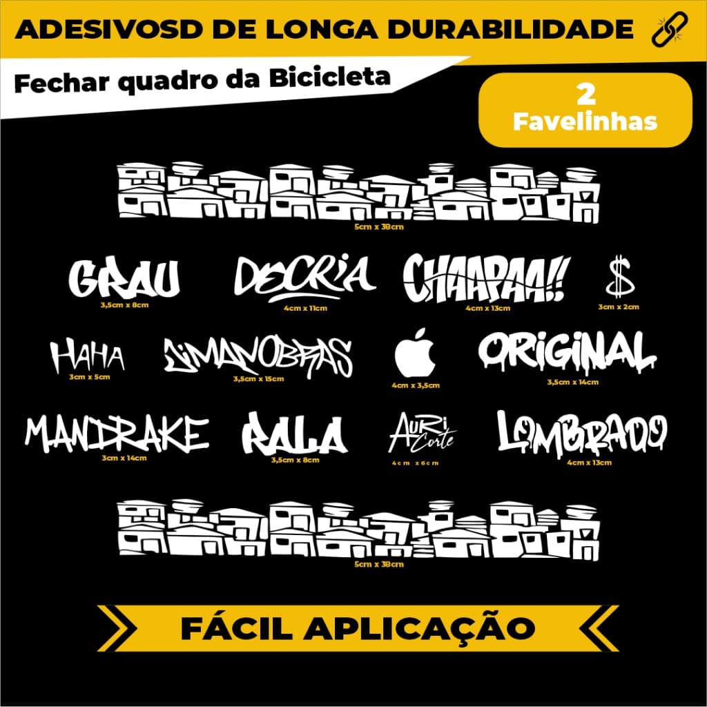 Cartela Adesivos Para Fechar Quadro Bike de Longa Durabilidade Auricorte