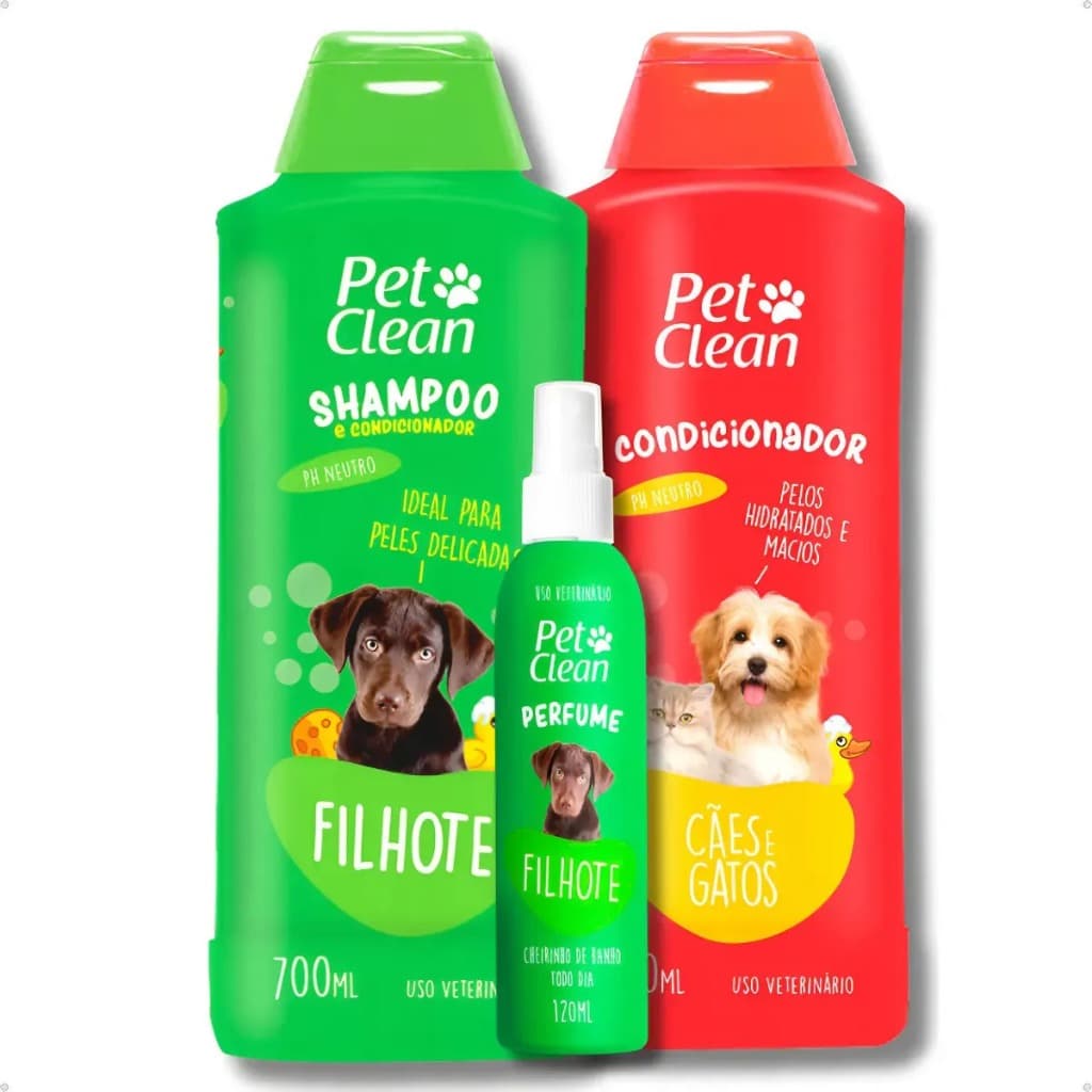 Kit Banho Para Filhotes Shampoo + Condicionador + Perfume filhote