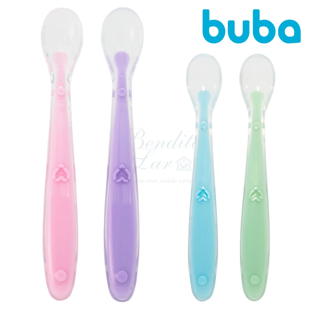 Kit 2 Colher Anatômica de Silicone BUBA | Colher para introdução alimentar bebê
