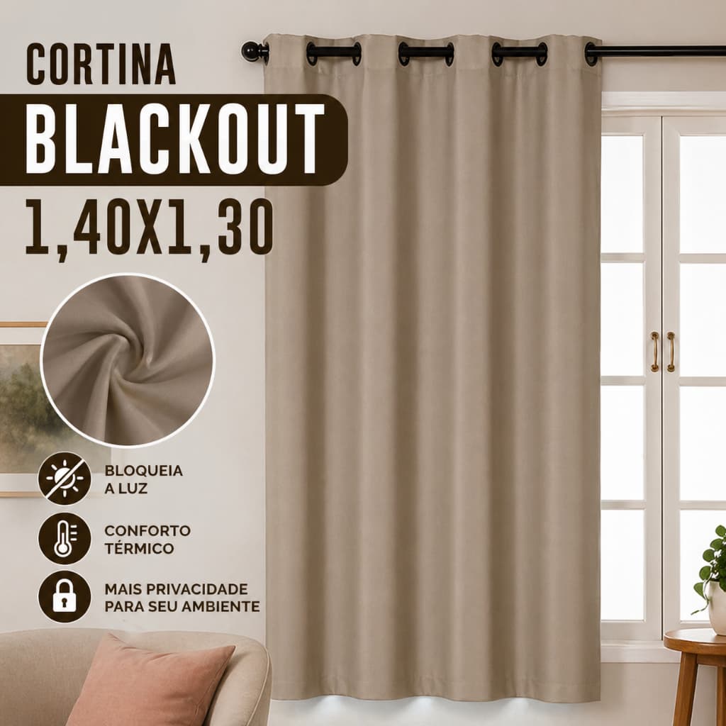 Cortina Blackout Blecaute Veda Luz 1,40 X 1,30 para janela