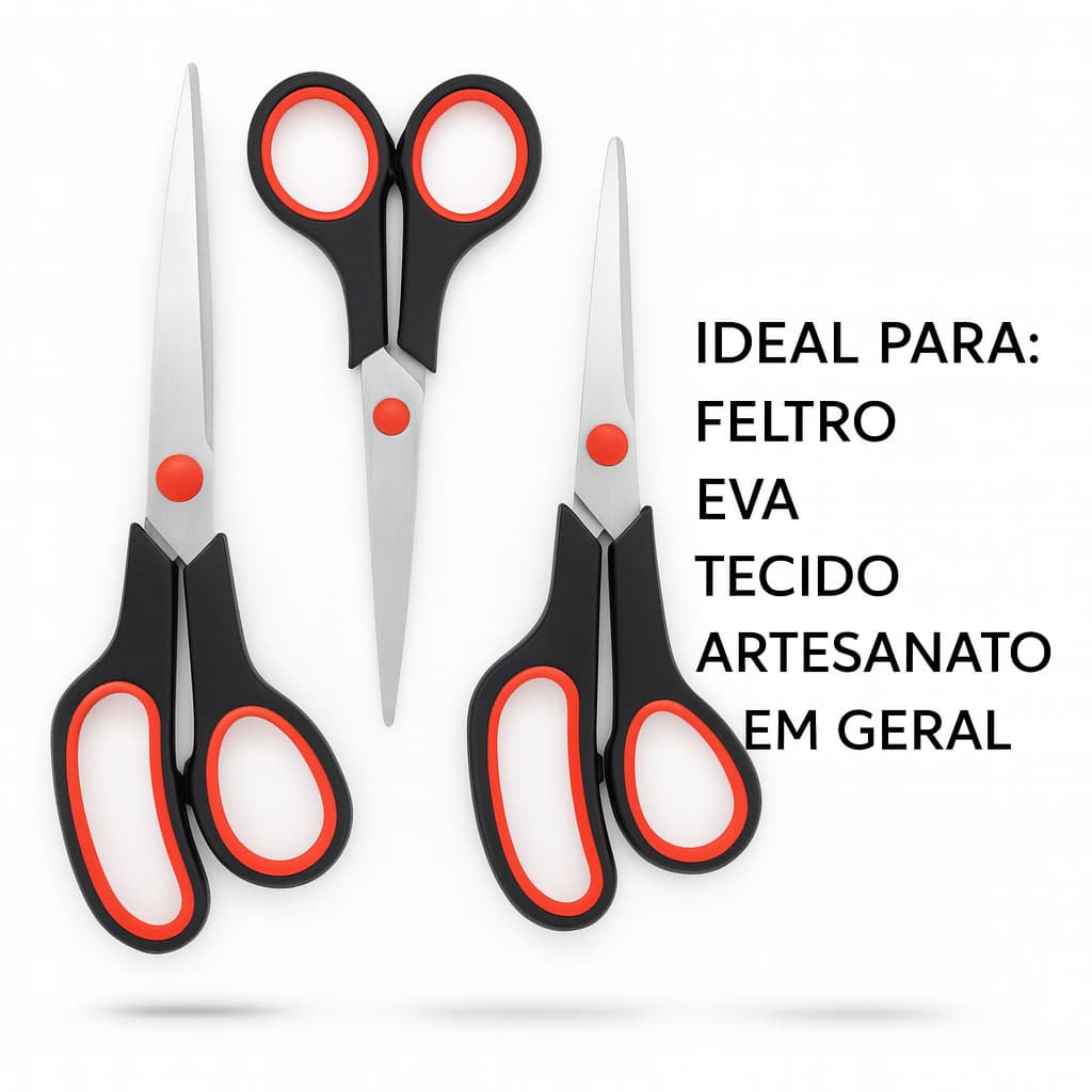 Kit 3 Tesouras Profissionais Multiuso 5.5/7.5/8.5" Costura Artesanato Domestico
