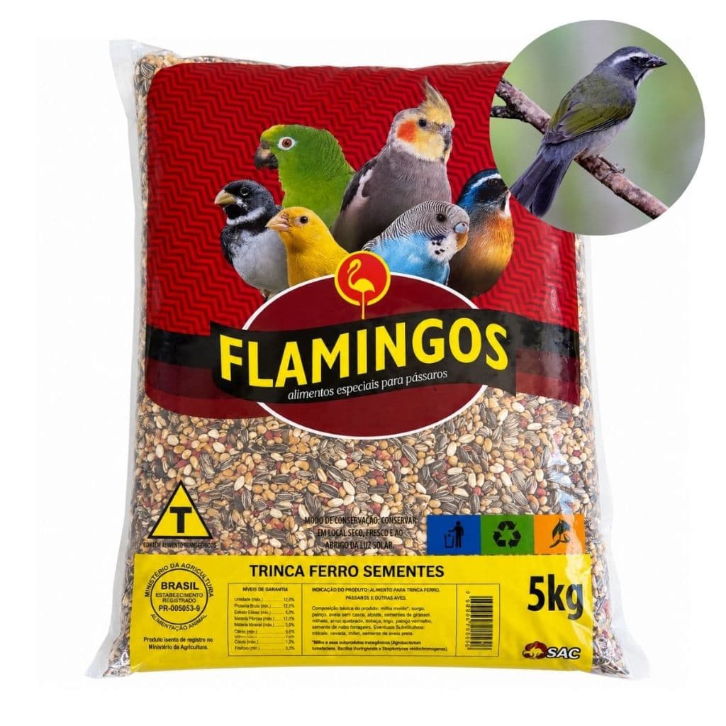 Mistura De Sementes Para Trinca Ferro Pixarro Ração Alimento com Frutas Cristalizada Flamingos 5kg