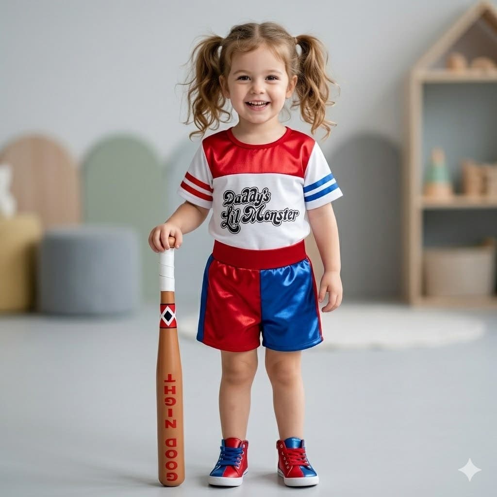 fantasia para meninas infantil da arlequina completa com bastao 02 ao 14