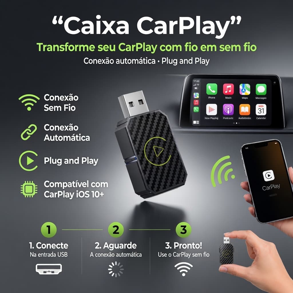Wireless CarPlay Android Auto Adapter 2 in 1 Mini Box Plug & Play BT WiFi for Wired CarPlay Cars