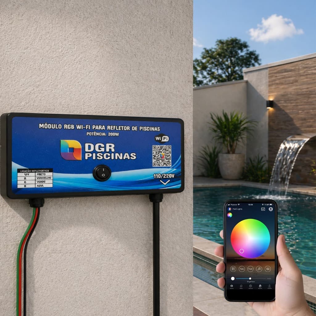 Módulo RGB Wi-Fi para Piscinas 200W– Controle Inteligente de Iluminação