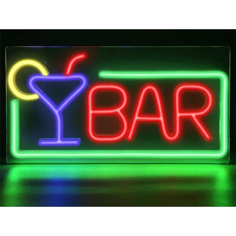 Placa Neon LED Bar Open Decorativa USB – Letreiro Luminoso para Bar, Loja e Área Gourmet