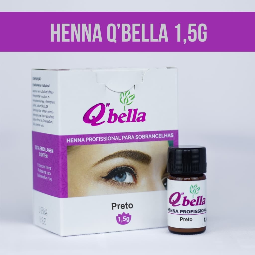 Henna QBella Profissional Para Designer De Sobrancelhas 1,5g Q'Bella