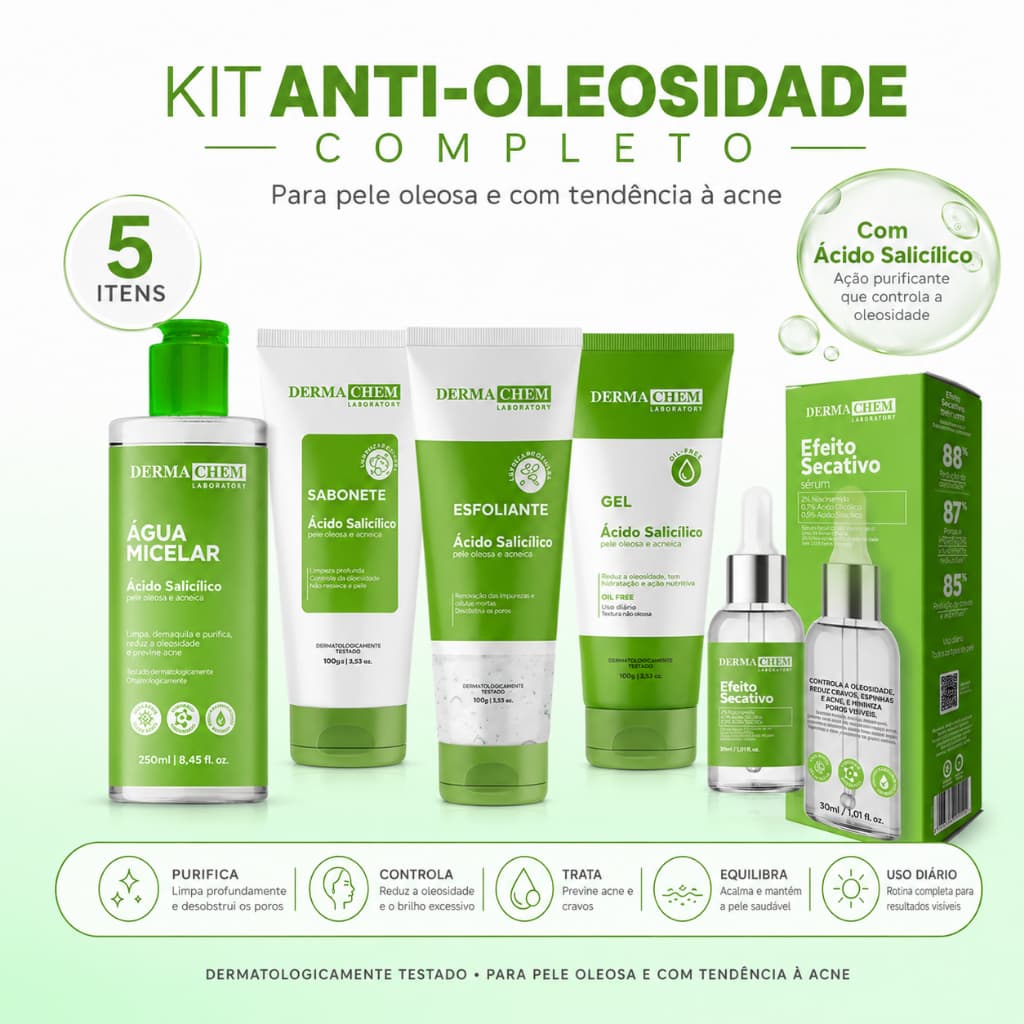 Kit skincare limpeza de pele oleosa completo antioleosidade