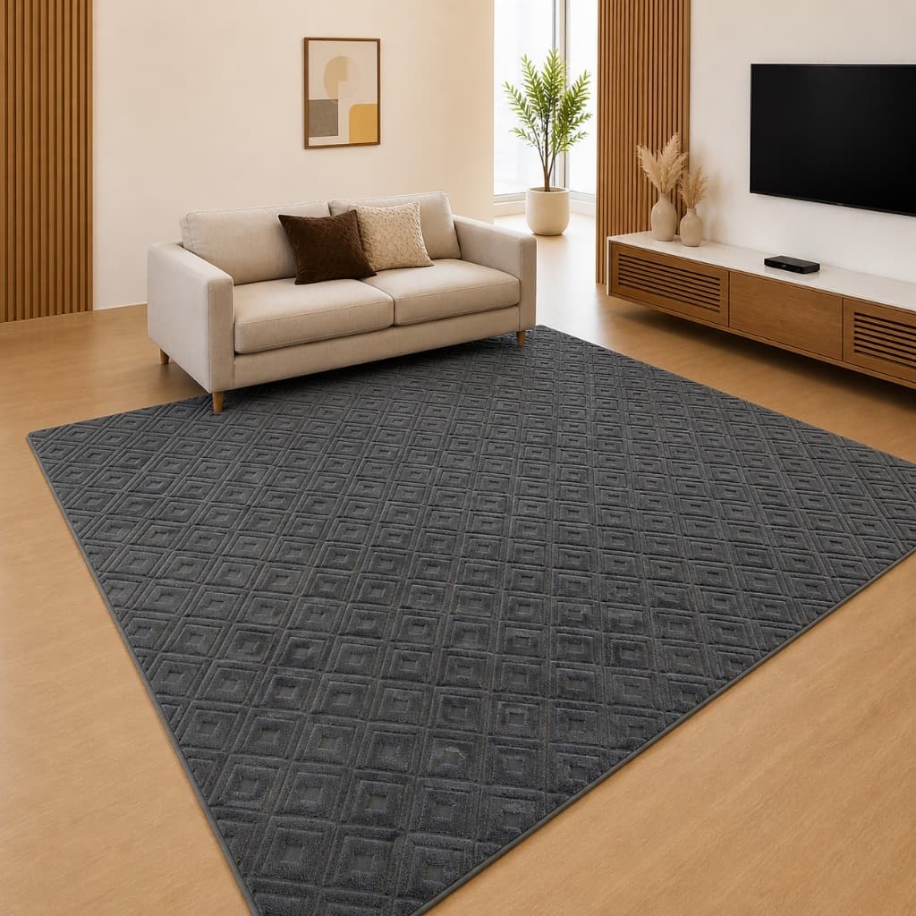 Tapete Sala Grande 2,00x1,40 Antiderrapante Pelo Baixo Com Relevo